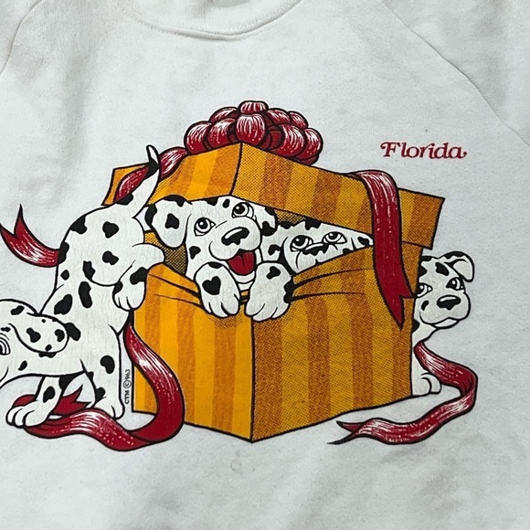 Vintage 1980s Florida Dalmatian Dog Breed Florida Travel Destination Sweatshirt - Picture 3 of 5
